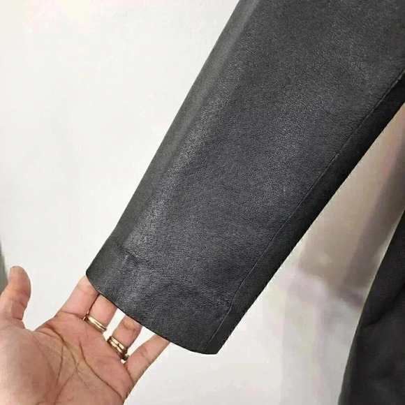 Bagatelle Button Front Genuine Leather Black Long Coat Women's M - Picture 4 of 10